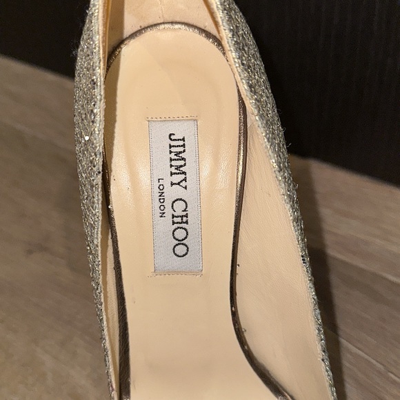 EUC Jimmy Choo sparkly platform peep toe heals - Picture 13 of 17